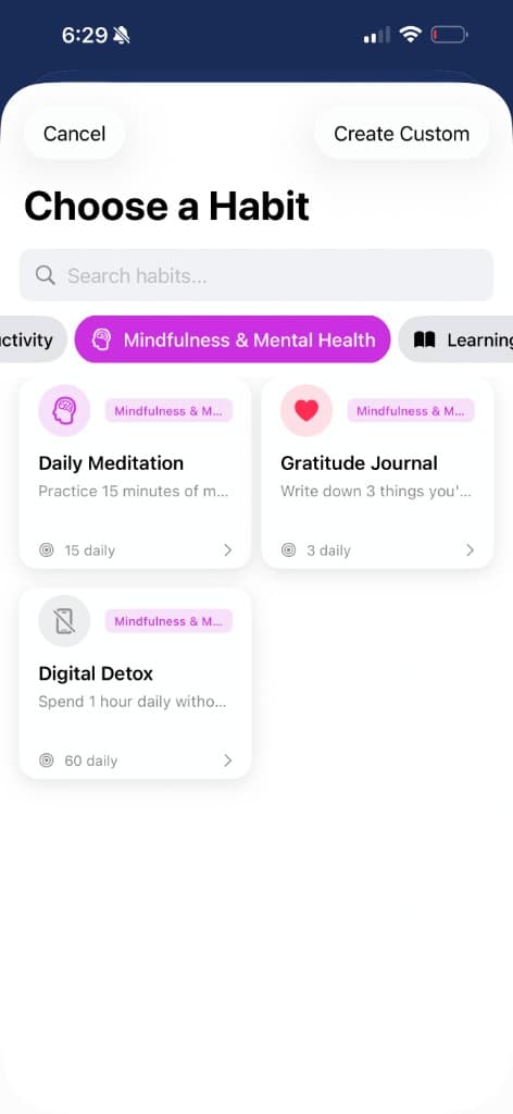 Prospersuit mindfulness habit templates